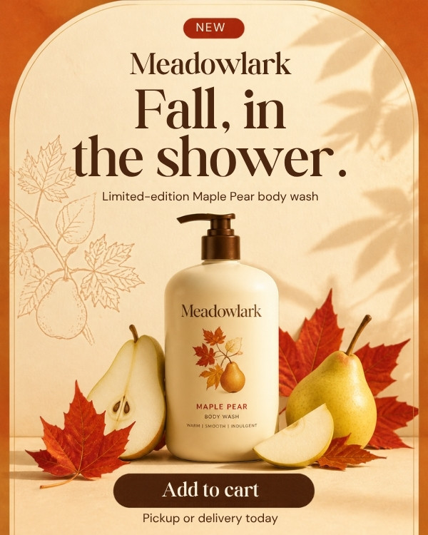 Meadowlark body wash Click2cart ad, fictional brand