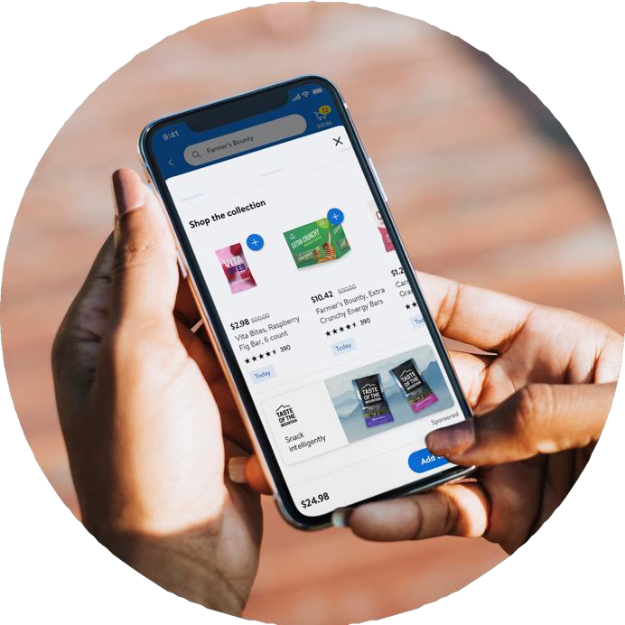 Shopper browsing products in the Walmart app