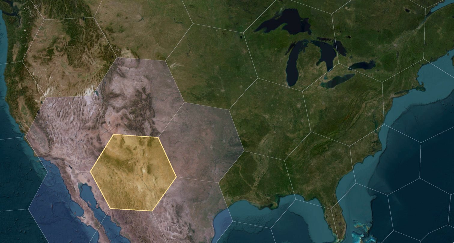 H3 resolution 1: Nation view
